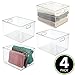 mDesign Plastic Storage Organizer Container Bin, Closet Organization for Hallway, Bedroom, Linen, Coat, and Entryway - Holds Clothing, Blankets, and Accessories, Ligne Collection, 4 Pack, Clear