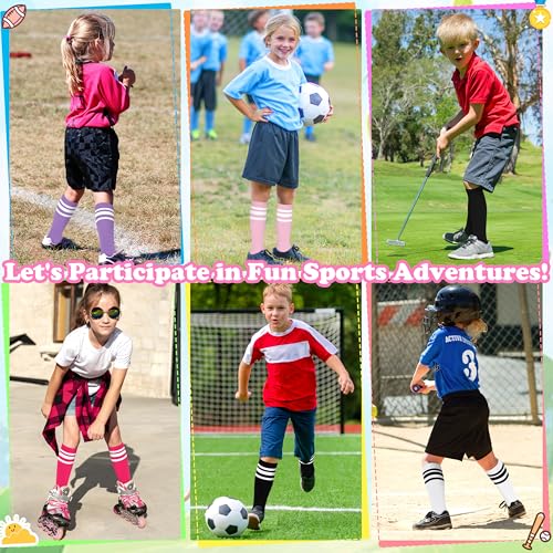 Sarfel 5 Pairs Kids Soccer Socks Toddler Soccer Socks Youth Football Sock Girls Softball Accessory Boys Baseball Sock Cotton4