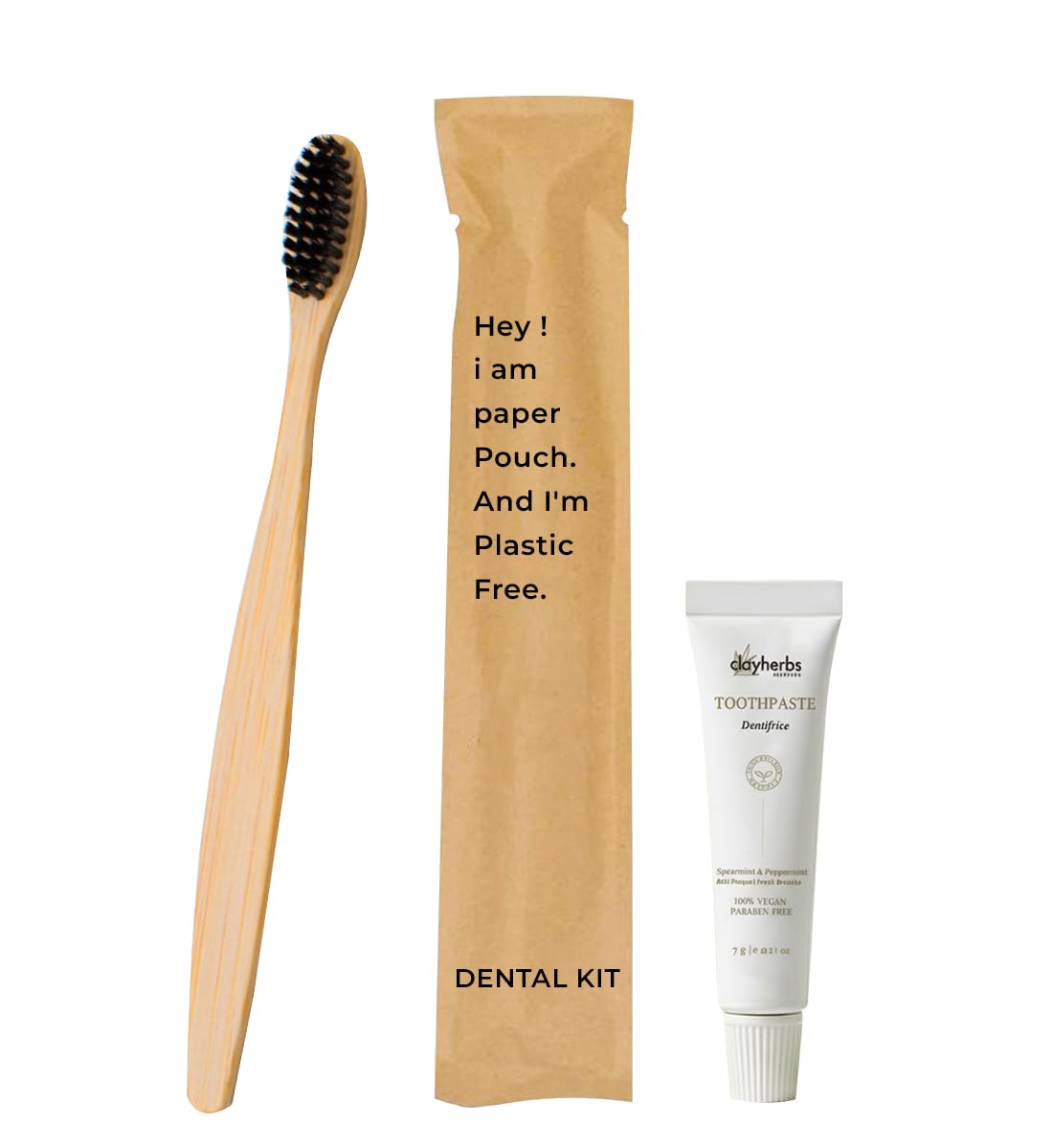 50 Set Of Luxury Brown Pouch Dental Kit | Hotel Amenities | Guest Houses | Hotel Brown Pouch Dental Kit (1 Toothpaste 10g & 1 Toothbrush) | Pack of 50 Sets