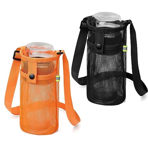 2 Stück Flaschentasche, Flaschentasche zum Umhängen, Flaschenhalter zum Umhängen, Flaschenhalter Umhängen, Getränkehalter zum Umhängen, Wasserflaschentasche zum Umhängen für Sport, Wandern, Camping