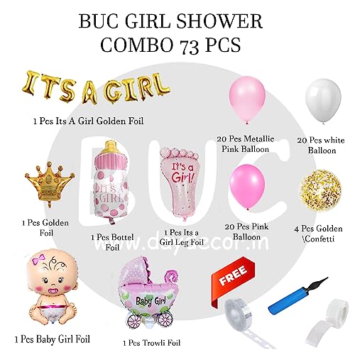 Image of BABY Shower Decoration Ballon Combo Set of 73 Pcs with Metalic baloon ,Baby Shower Foil Banner , Mom to Be , Baby ShowerDecorations Items Prop for Mom To Be | Pregnancy, Maternity Photoshoot