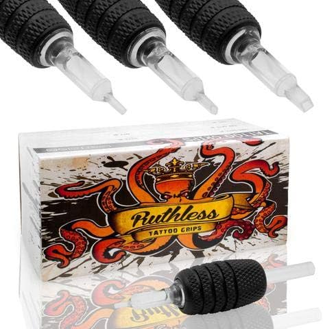 Box of 50 25mm Ruthless Disposable Tattoo Grips — Semi-Transparent Diamond, 3V