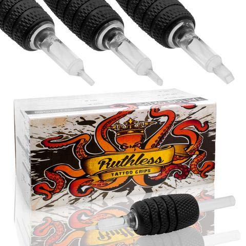 Box of 50 25mm Ruthless Disposable Tattoo Grips — Semi-Transparent Diamond, 9V