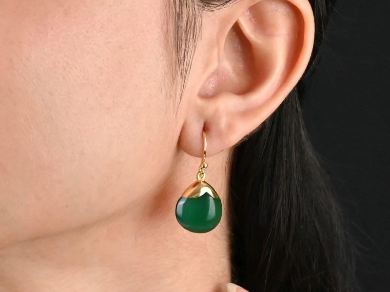 Gempires Gemstone 15 mm Pear With Gold Cap Hook Earring,Statement Birthstone jewelry, Teardrop shaped Earring - Image 2