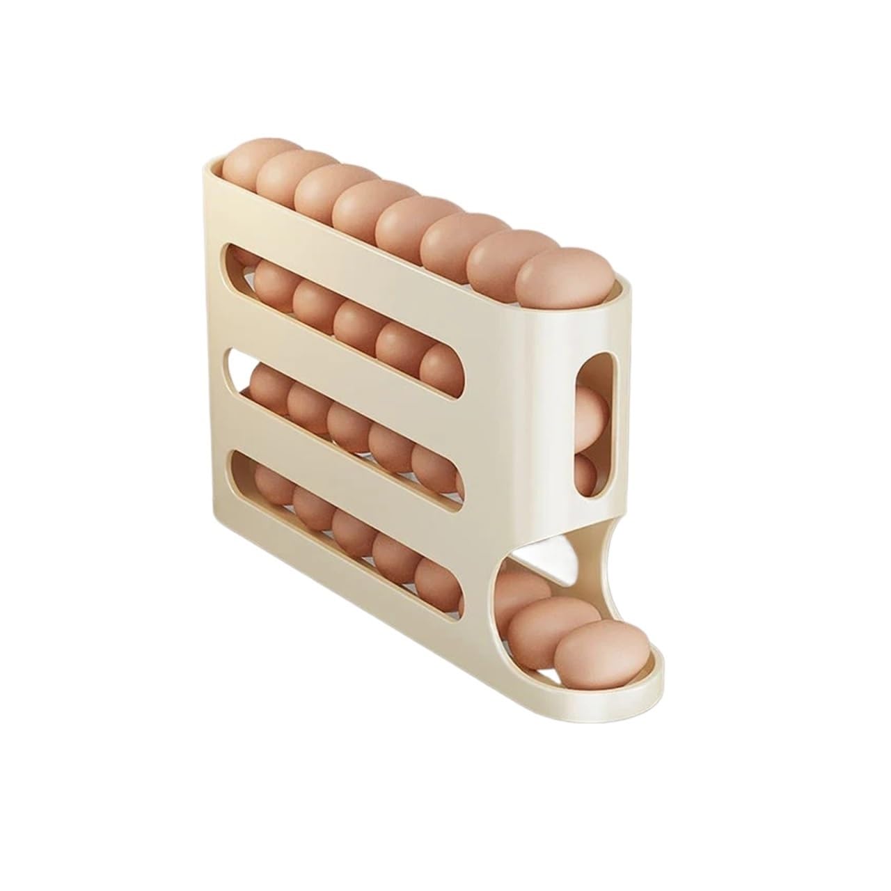 YCENJEPSAZ 4 Layers Automatic Rolling Egg Holder Rack Fridge Egg Storage Box Container Kitchen Refrigerator Egg Dispenser Fridge Organizer(A)