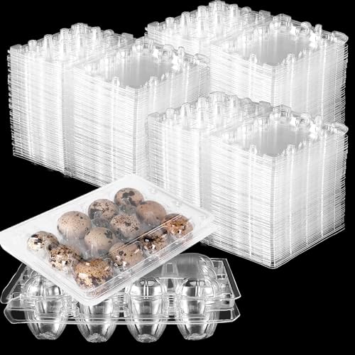 50 Pack Natural Pulp Quail Egg Cartons with Lid, Mini 12 Grids