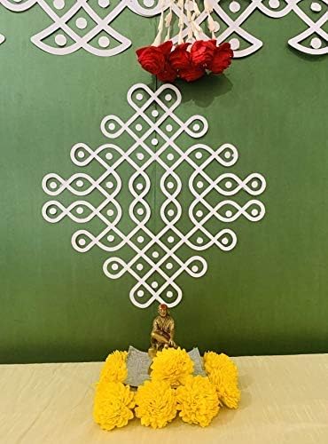 Desi Favors Recorte pequeño de Muggu Kolam Varalakshmi Vratam Decro Decoraciones de Hinds Bhajans Pooja Diwali Decoración india de inauguración