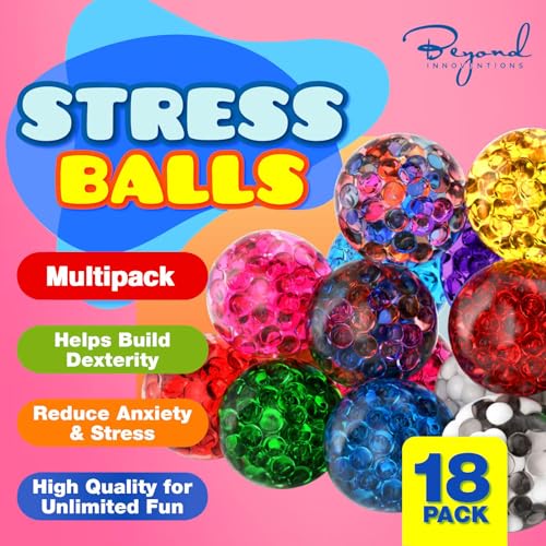 Stress Balls for Adults - 18 Pack | Fidget Toys | XL Stress Ball, Back to School Supplies, Squishy Fidget Toys | Anxiety Relief Calming Tool | Squishy Balls for Autism & ADHD, Assorted