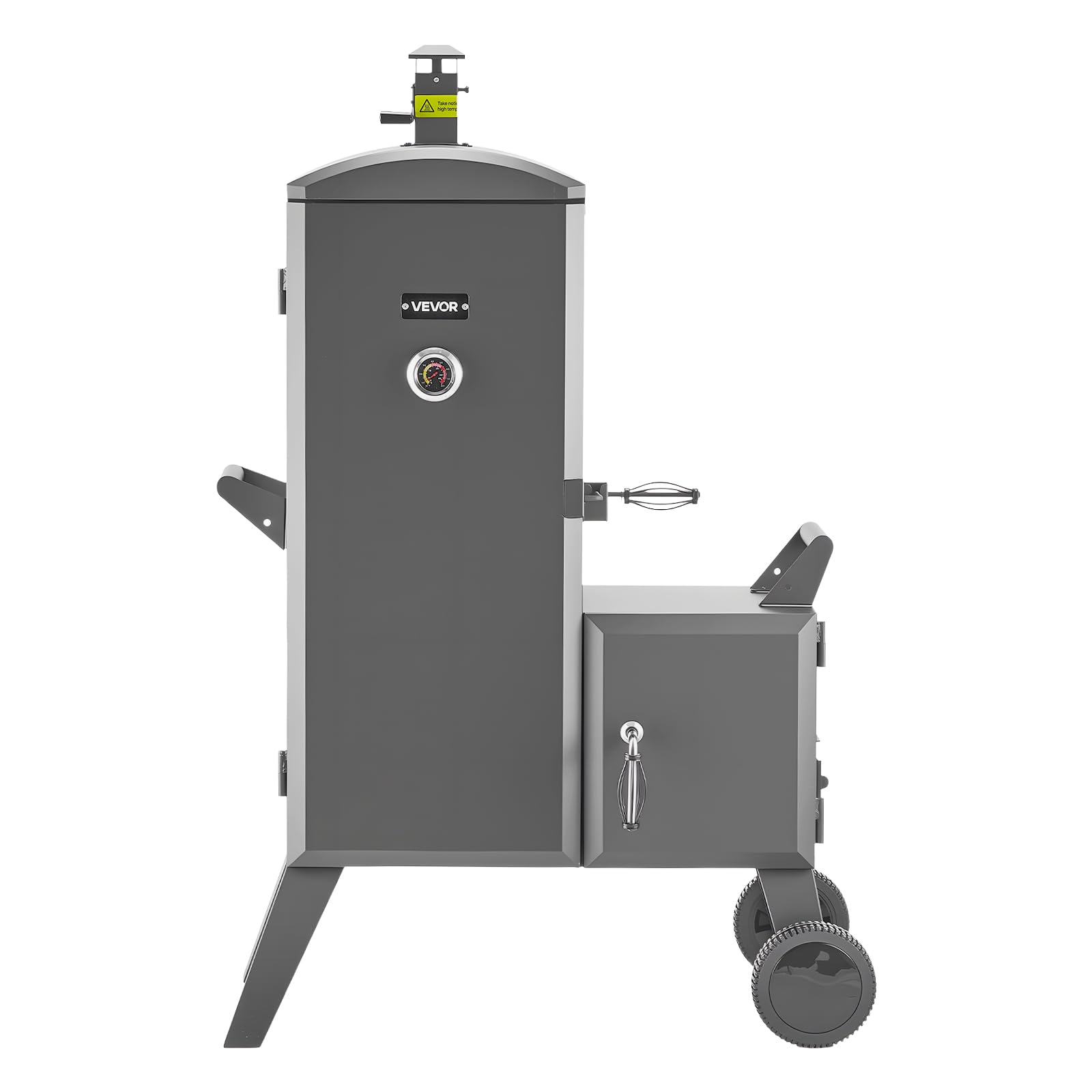 VEVOR Affumicatore Offset a Carbone per Barbecue in Acciaio Resistente con Focolare Laterale, con 6 Griglie Regolabili, Termometro e Prese d'Aria per Cucinare in Giardino o in Terrazza