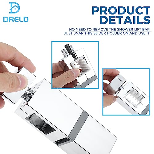 DRELD Adjustable Shower Bracket- No Removal of Shower Rail Shower Handset Holder with Four Sizes Slip-On Lift Rod Mounts - Ideal for Any Rail Rectangular Shower Rails (18x30, 22x22, 25x25, 30x15mm) - Image 6