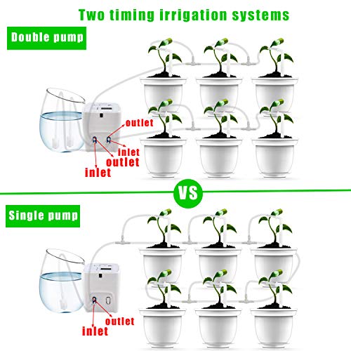 ootrades Double Pump Automatic Watering System, DIY Drip Tape Irrigation Kit Self Watering System with Timer, 0-40 Days Interval Programming Vacation Plant Watering Devices for Indoor Potted Plants - Thumbnail 6
