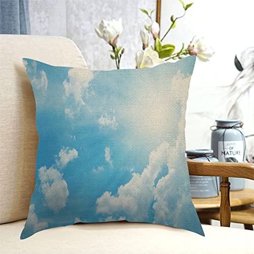 Mxocom Blue Sky Throw Pillow Case Cushion Cover Beautiful Sun And White Fleecy Cloud Fresh Air Sunny Day Cotton Linen For Couch Bed Sofa Car Waist 18 X 18 Inch #TOP3