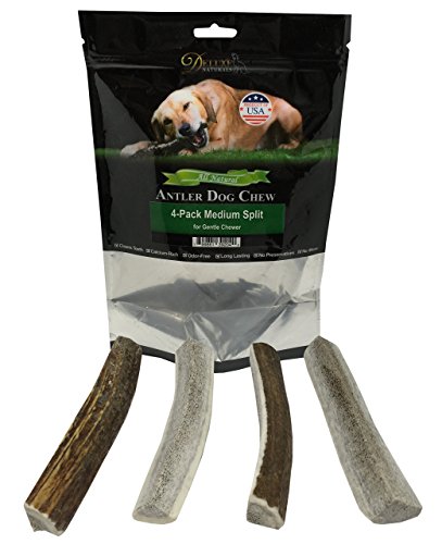 Deluxe Naturals Elk Antler Dog Chew, Split, Medium, 20-50 Lb Dogs, 4 Piece