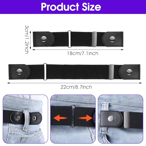 No Buckle Belts for Men Women 2 Pack Elastic Buckless Belts Side Belt without Buckle Adjustable Invisible Belt for Pants Jeans2