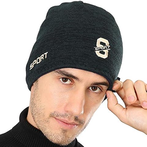 DOANNOTIUM Winter Beanie for Men & Women Skull Cap Warm Hat Lined Toboggan Knit Outdoor Sport, Black&navy, M Cover