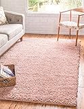 Unique Loom Davos Shag Collection Area Rug - Solid (5' 3' x 8' Rectangle, Dusty Rose)