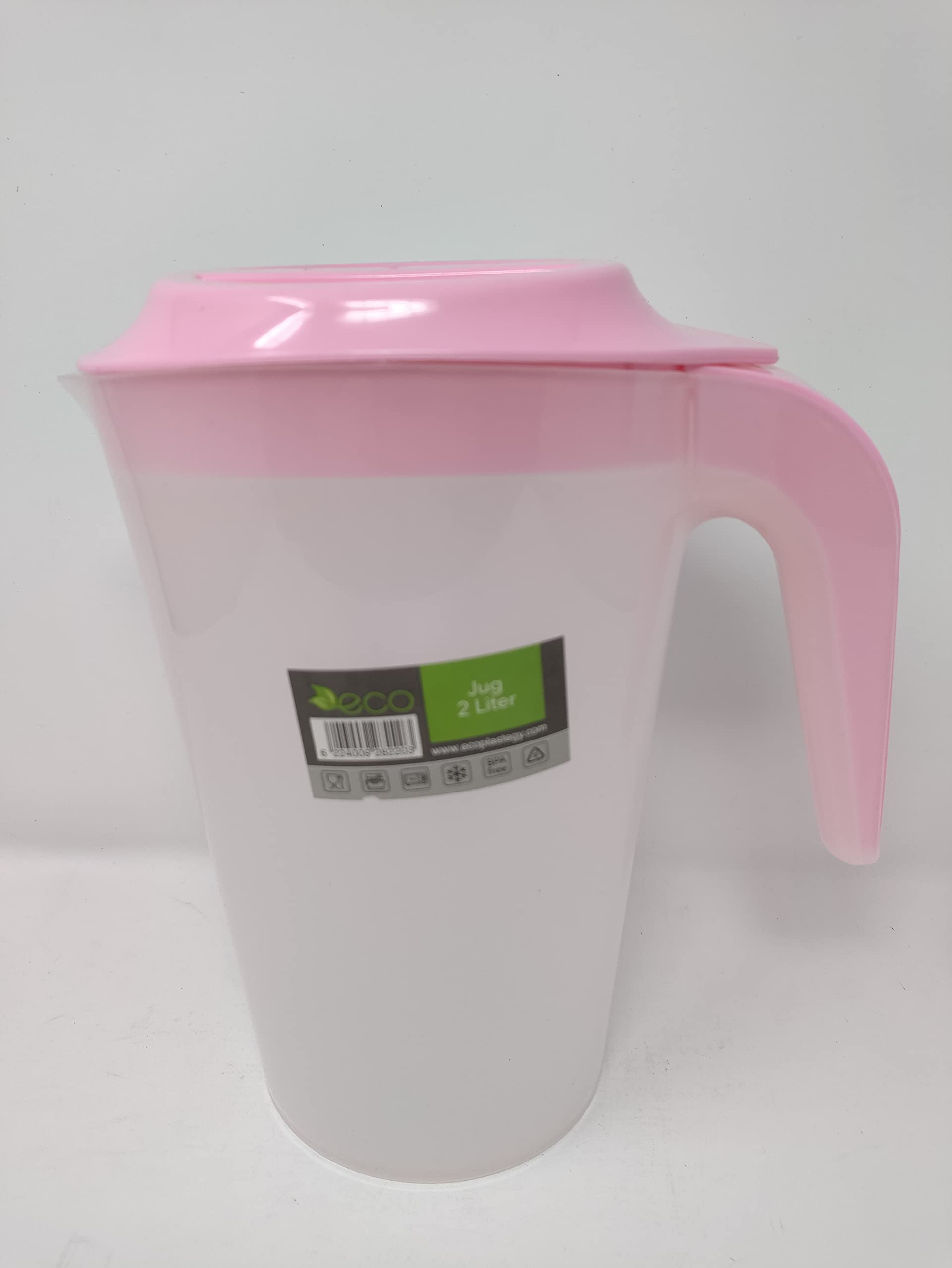 Eco Plastic 2L Jug Pitcher Pastel Colours Party Picnic Strong Reusable (Pink)