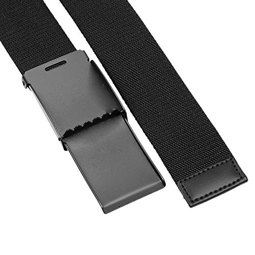 Sportmusies Elastic Belts for Men, Military Style Stretch Webbing Tactical Duty Belt (Black,Flip Top Buckle)2