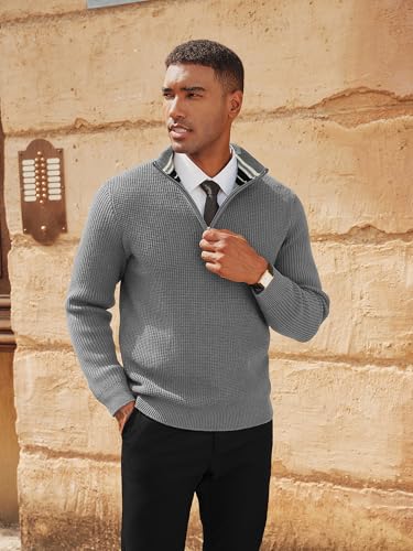 PJ PAUL JONES Mens Quarter Zip Pullover Sweaters Casual Texture Mock Neck Polo Sweater4