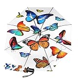 Septrinbow Butterfly Umbrellas - UV Protection Compact Travel Umbrella for Women Girls Adult, Auto O