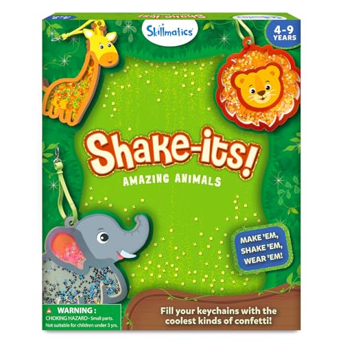 Image of Skillmatics Shake-its - Glitter Craft Kit for Kids, DIY Animal Arts & Crafts with Keychains, Mess-Free Activity, Travel Toy, Birthday Gift for Girls & Boys Ages 4, 5, 6, 7, 8, 9
