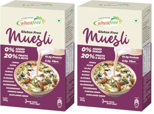 Image of Wheafree Gluten Free Muesli (400g) | Goodness of 5 Grains, Seeds, Nuts and Berries | No Trans Fat | No Added Sugar | No Preservatives (Pack of 2)