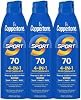 Protector solar en aerosol Coppertone SPORT SPF 70, resistente al agua, de amplio espectro, paquete al por mayor, 5.5 oz, paquete de 3 | Aerosol de amplio espectro SPF 70, resistente al sudor, calor y agua, libre de PABA, oxibenzona, octinoxato, parabenos y colorantes, 5.5 oz (paquete de 3) 2