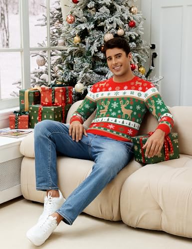 Mens Ugly Christmas Sweater Santa Clause Reindeer Snowflake Knitted Funny Pullover Xmas Holiday Long Sleeve Sweaters 5 Mens Ugly Christmas Sweater Santa Clause Reindeer Snowflake Knitted Funny Pullover Xmas Holiday Long Sleeve Sweaters