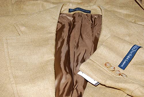 Polo Ralph Lauren Mens Silk Flax Blazer Sport Coat Italy Beige Brown 42L $1998 #TOP3