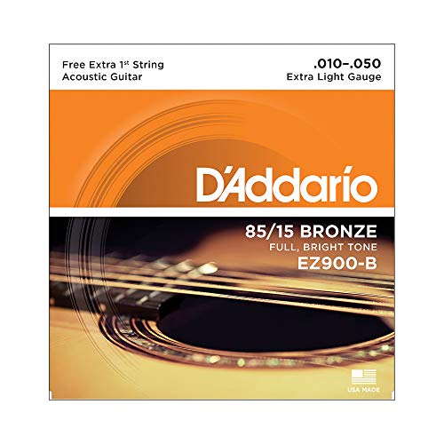 Qual o Melhor Violão Folk de 2025? Melhores Ranking 17 Encordoamento Para Violão Aço .010-.050 Com Corda Extra PL010 D'Addario Bronze 85/15 EZ900-B