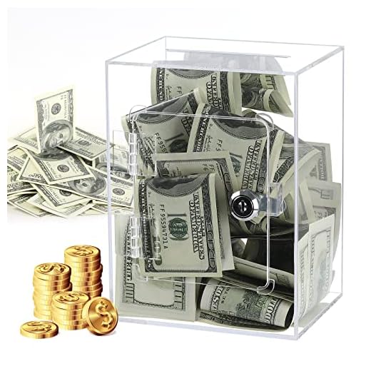 Piggy Bank for Adults Clear Acrylic Money Bank Birthday Gift to Open with Key for Reuse