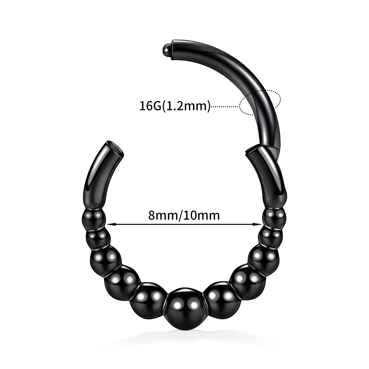hengkaixuan 16G Septum Nose Rings Hoop Daith Earrings Surgical Steel Septum Clicker Ring Hirned Segment Seamless Clicker Ring Conch Hoop Ring Unisex Earrings Hoop Daith Piercing Jewellery — view 2