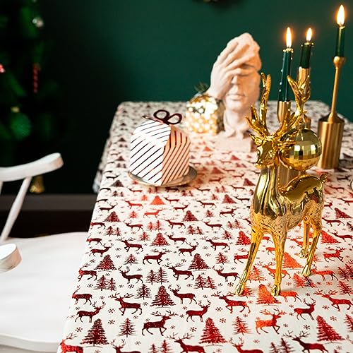 Nappe rouge rectangulaire en lin de qualité supérieure pour décoration de table chic