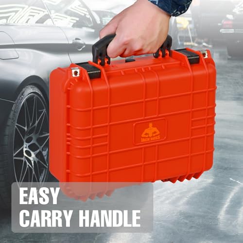 Image of Jack Boss 16x 12.8x 6.8 Inch Hard Case, Portable Weather Waterproof Protective Camera Case with Customizable Foam, Fit Use of Drones, Camera, Equipments, Orange