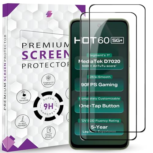 QOISA Premium Tempered Glass Screen Protector Guard For infinix Hot 60 5G (6.7 Inch, Pack of 2) | Edge to Edge Coverage With Easy to installation kit