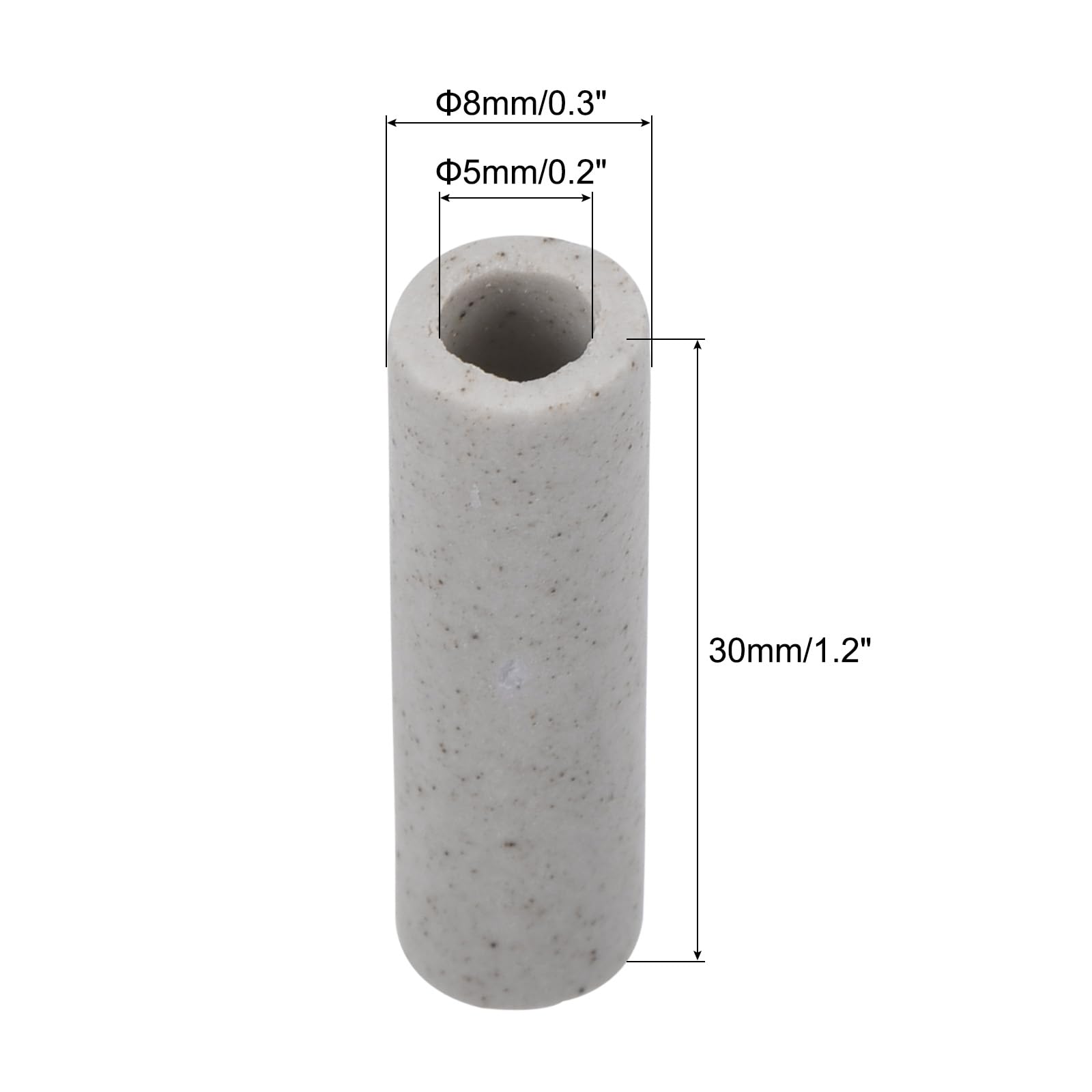 MECCANIXITY 30pcs Ceramic Tube Insulated Electronic Wire Bundle Protection Heat Insulation Tube 0.2x0.3x1.2