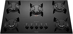 Cooktop 5 Bocas Preto com Mesa de Vidro Atlas U Top Bivolt