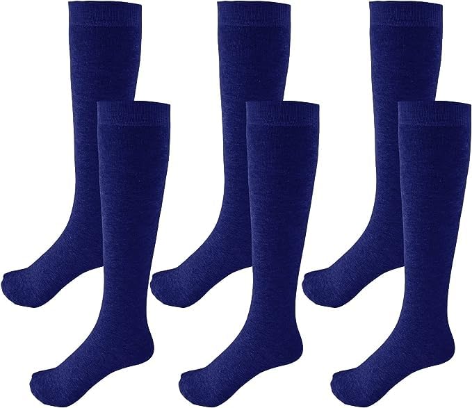Image of WKLOUYHE Unisex Kid's School Uniform Cotton Knee High Socks Pack Of 06