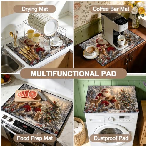 Image of Stove Top Cover for Electric Stove: 28''x20'' Stove Cover Elevate Your Kitchen Reliable Heat Protection,Non-Slip Kitchen Decor (Santa)