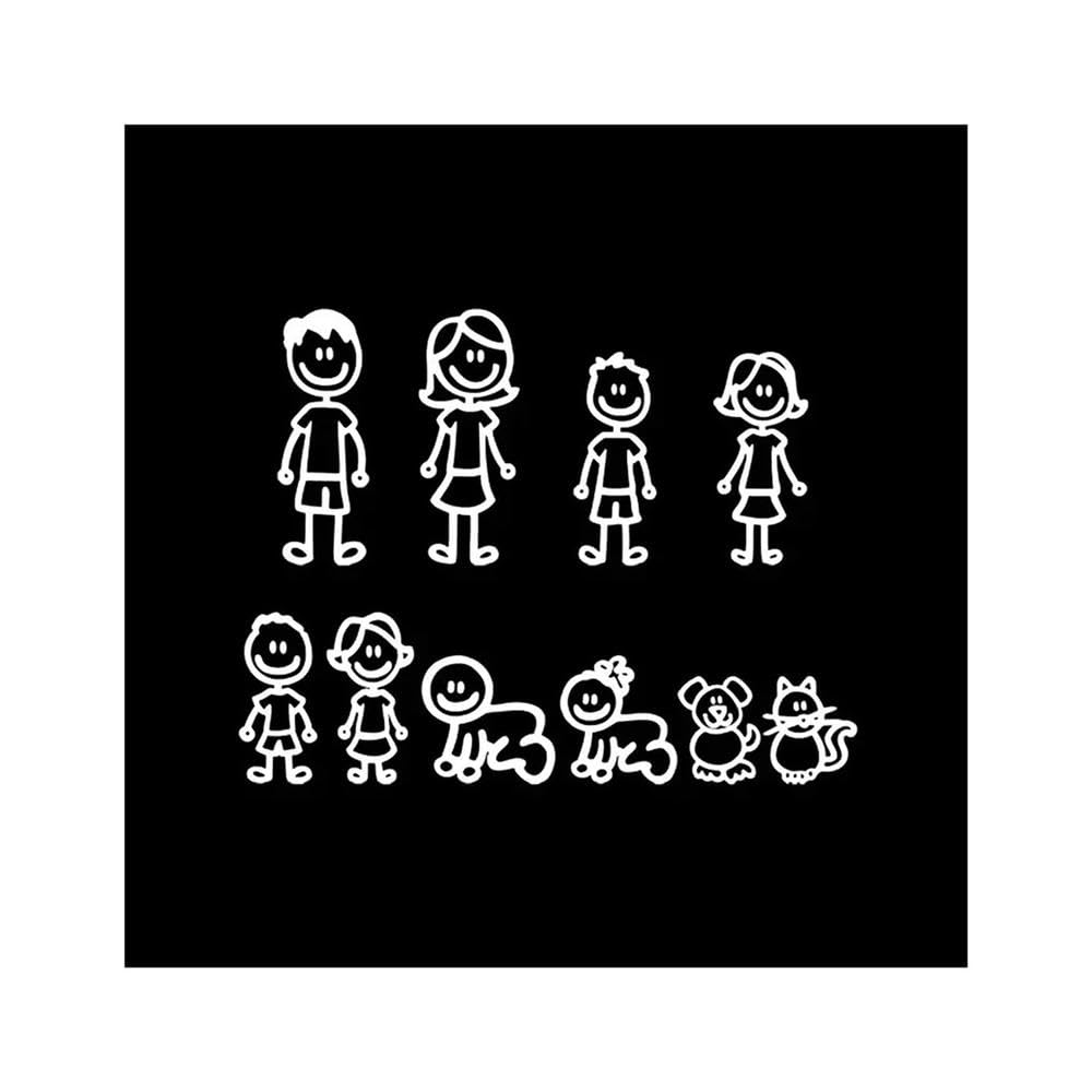 Car Stickers Family Covering The Body of Fashion Styling Decals Creativity Personality PVC 20cm*15cm(White)
