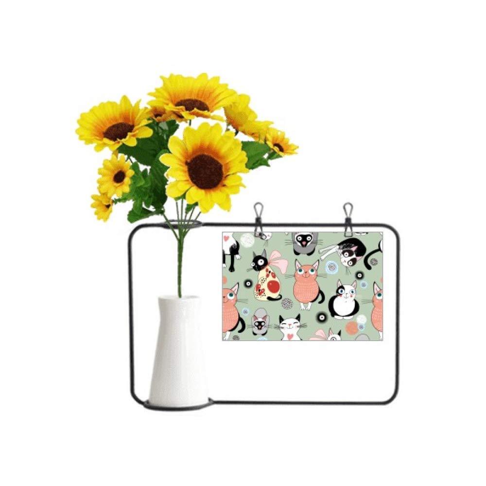 Chat artificiel et tournesol en bouteille pour décorer votre bureau