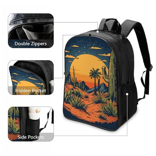 Mochila escolar preescolar guardería infantil 3D impermeable Desert Cactus 3