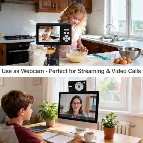 Digital Camera 4K - Autofocus Compact Cameras with 32GB SD Card 44MP Portable Mini Small Photo Camera with 2.8" LCD Screen 18X Digital Zoom Vlogging Camera for Students, Teens, Beginners (Black) - Image 5
