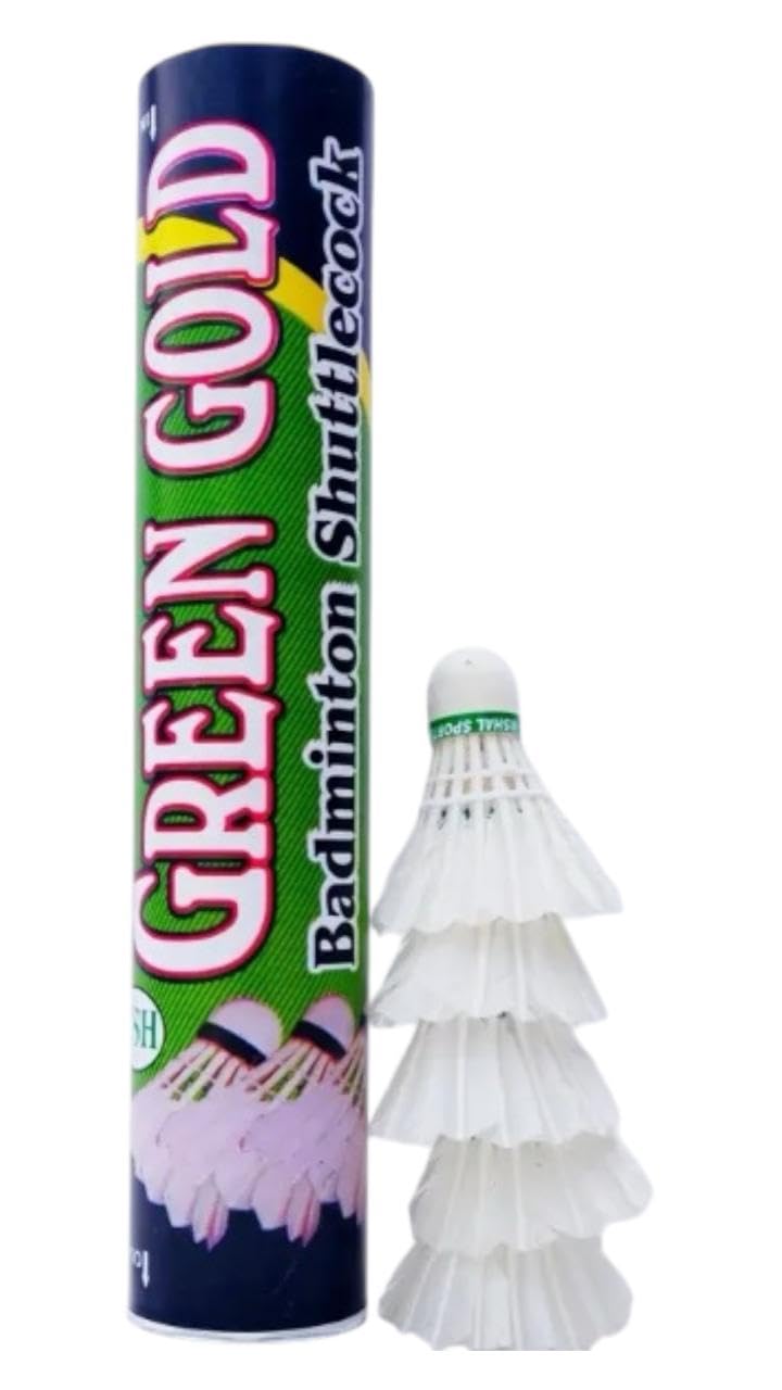 VSH Sports Green Gold Feather Badminton Shuttlecocks, White, Pack of 10, Medium (20)-image-39