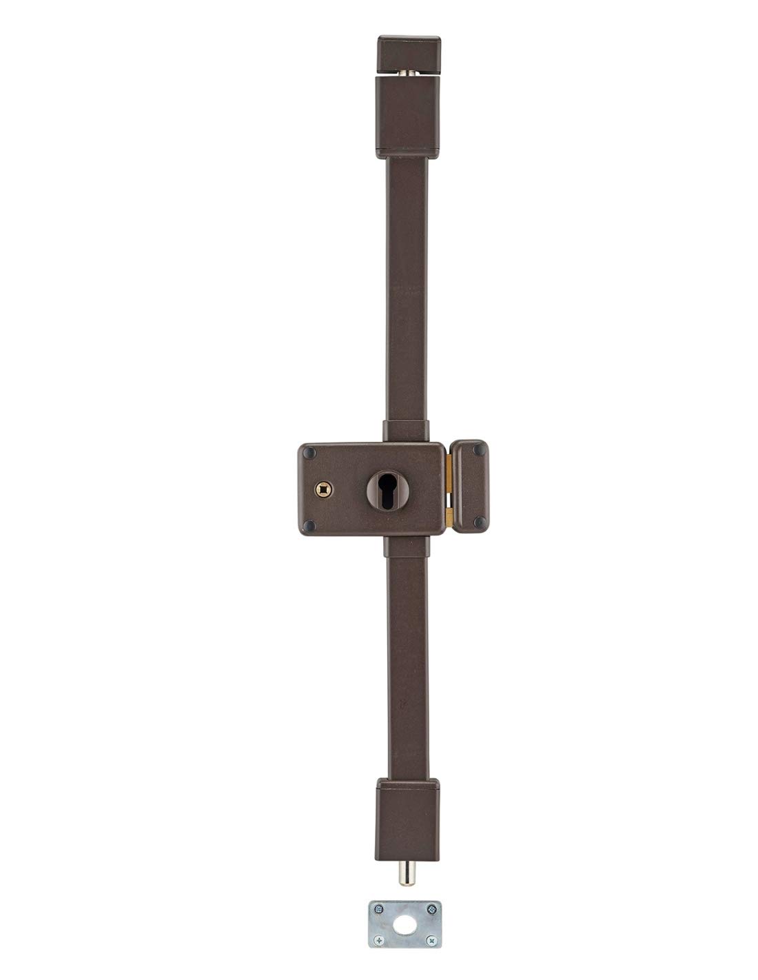 THIRARD - Boitier De Serrure En Applique Horga À Fouillot Pour Porte D'Entrée - 3 Points - Axe 55 mm - Acier - Pour Droite - Coffre 140 x 88 mm - Ø 16 mm - Marron