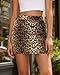 Women's Leopard Print Mini Skirt Short Skorts Elastic Waistband Sexy Bodycon Pencil Cheetah Club Skirts with Shorts