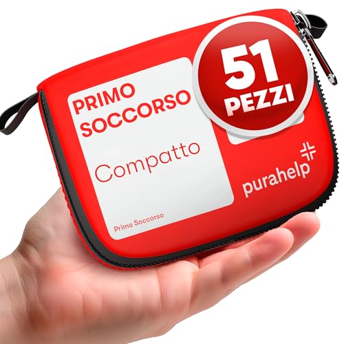 Mini set di pronto soccorso – compatto e leggero – 51 pezzi per viaggi, attività all'aperto, campeggio, bicicletta – kit di pronto soccorso per attività all'aria aperta, kit di primo soccorso per