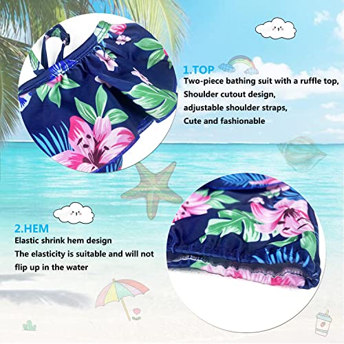 Dnfun Girls Bathing Suits Two Piece Kids Swimsuits Summer Beach Swimwear,Flower-140 #TOP1