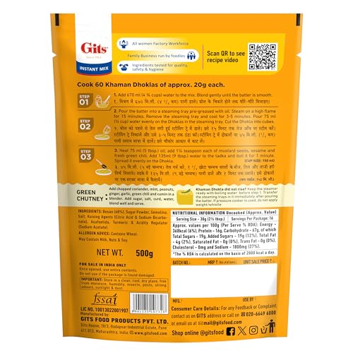 Image of Gits Khaman Dhokla Mix, 500g (Pack of 2)