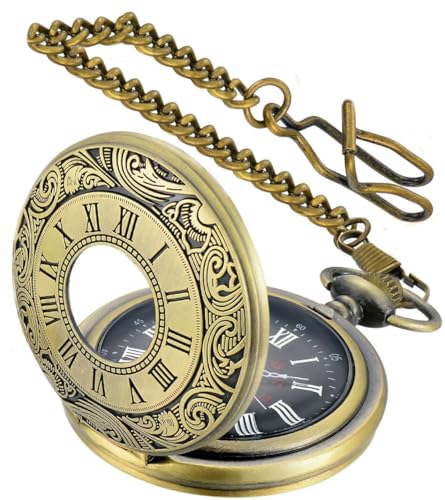 LYMFHCH Vintage Pocket Watch Roman Numerals Scale Quartz Pocket Watches